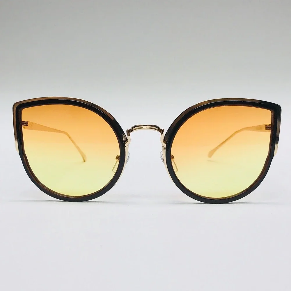 Cat Eye Sunglasses Women Fashion Shades Designer Style Orange Lens Luxury Shades
